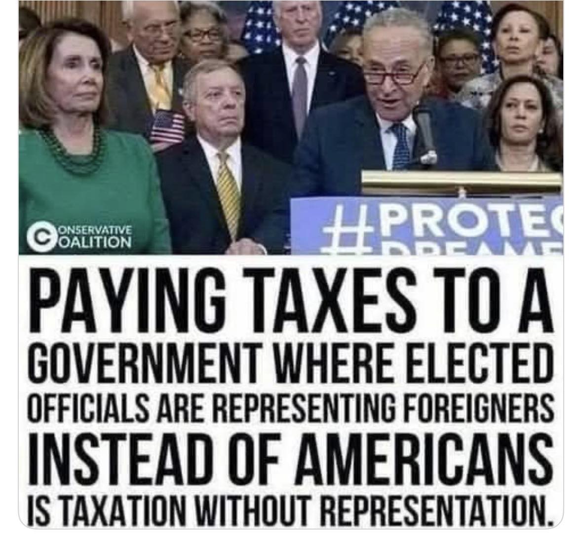 Paying taxes to a government that represents non-citizens over the people IS TAXATION WITHOUT REPRESENTATION